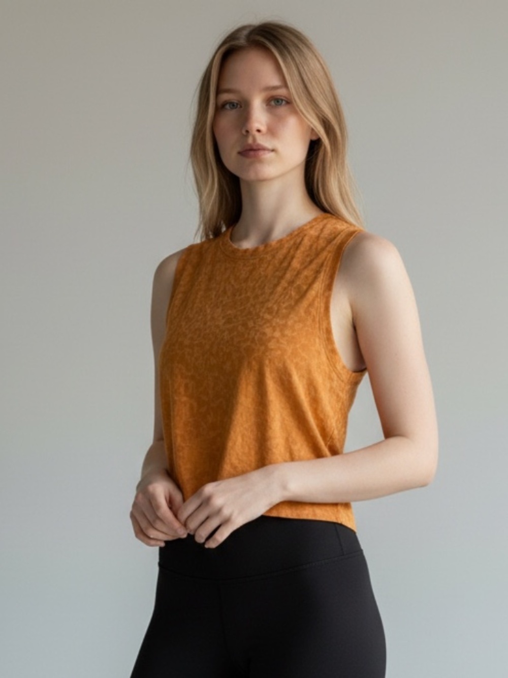 All In Motion Orange Cropped Performance Active Tank Top Size Large